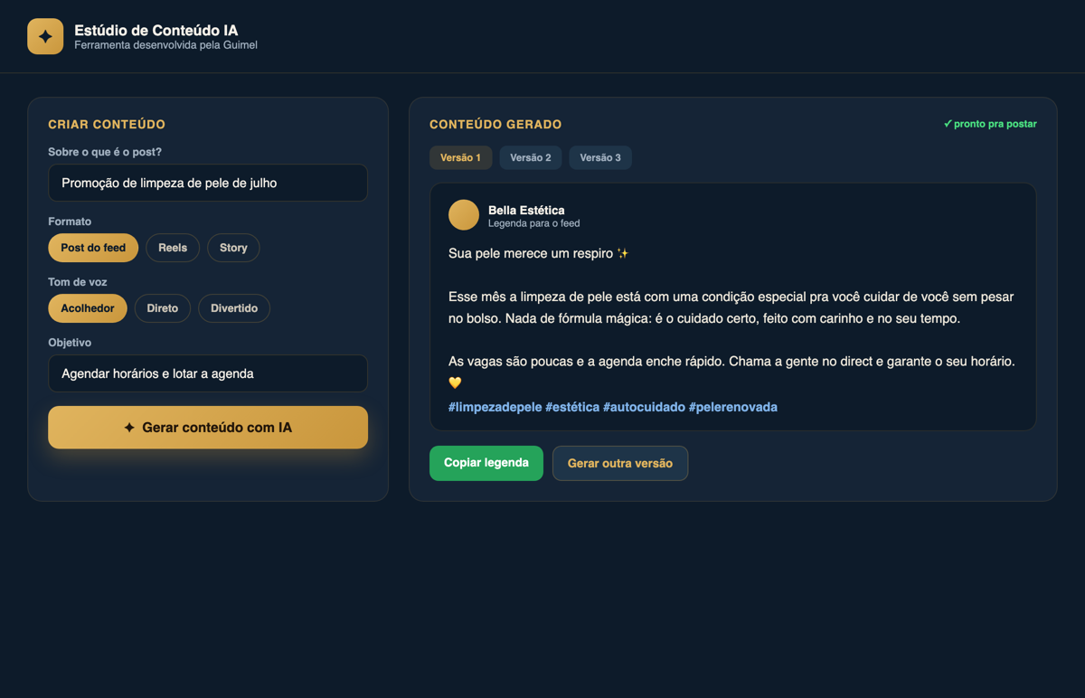 Ferramenta de conteúdo com IA